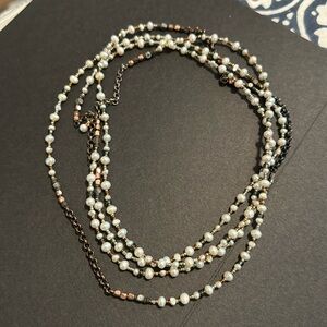 Gently worn SILPADA 60” necklace. Beaded with pearls, seed beads.